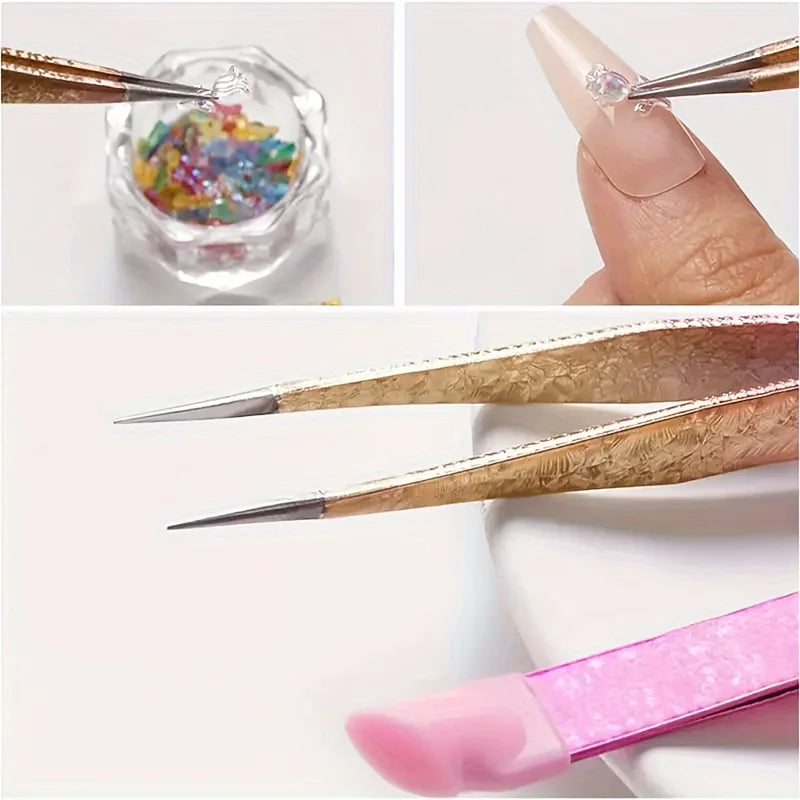 Eyelash Extension Tweezers Makeup Stainless Steel Eyelash 3D accurate Clip Makeup Tools Nail Art Accessories