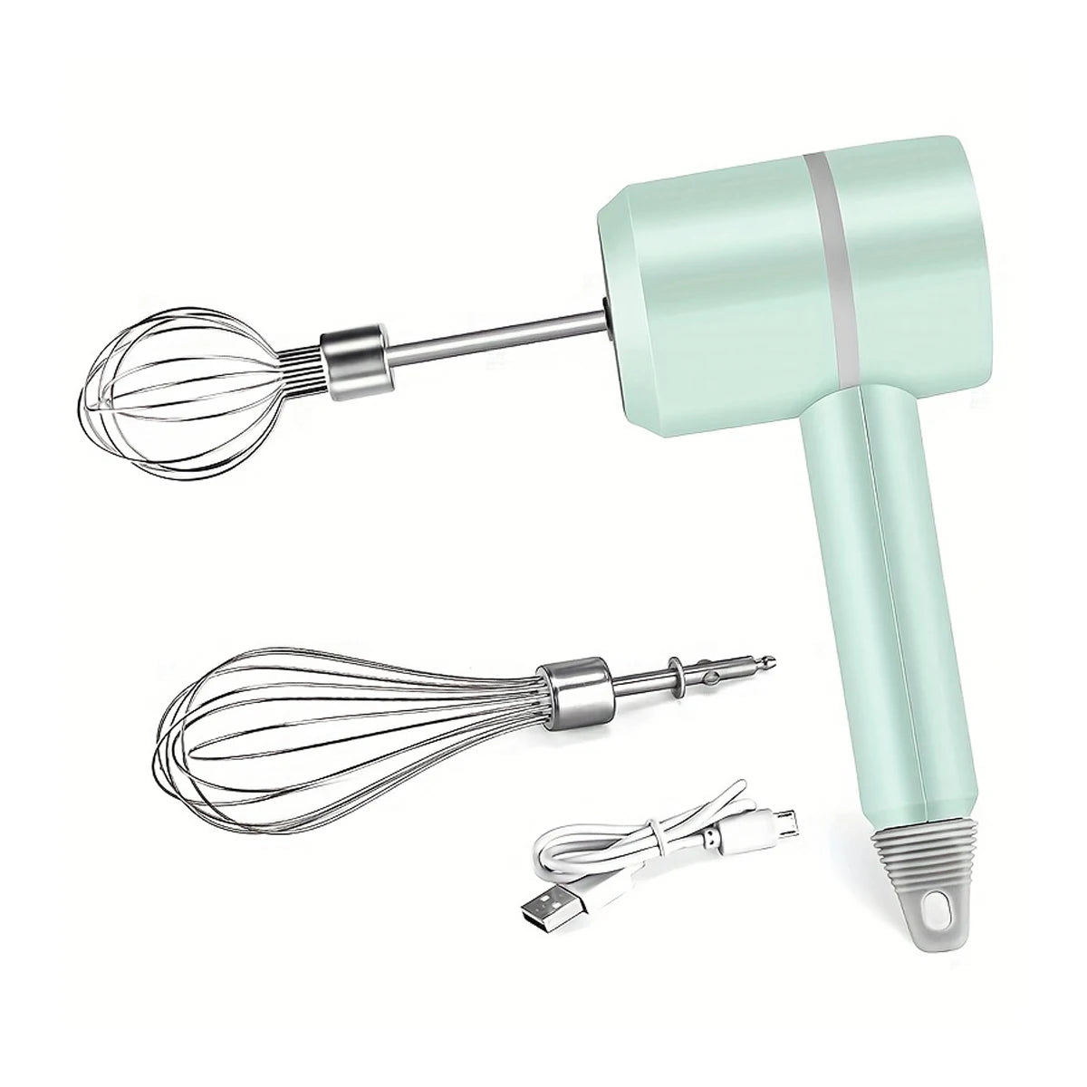 Cordless Electric Hand Mixer,USB Rechargable Handheld Egg Beater with 2 Detachable Stir Whisks 3 Speed Modes,Baking At Home For
