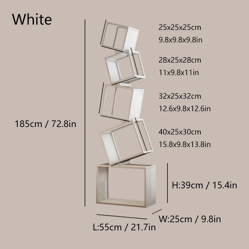 5 Layer Grid Bookshelf Modern Simple Foldable Storage Metal Living Study Room Decoration Corner Arrange Floor Standing Bookshelf