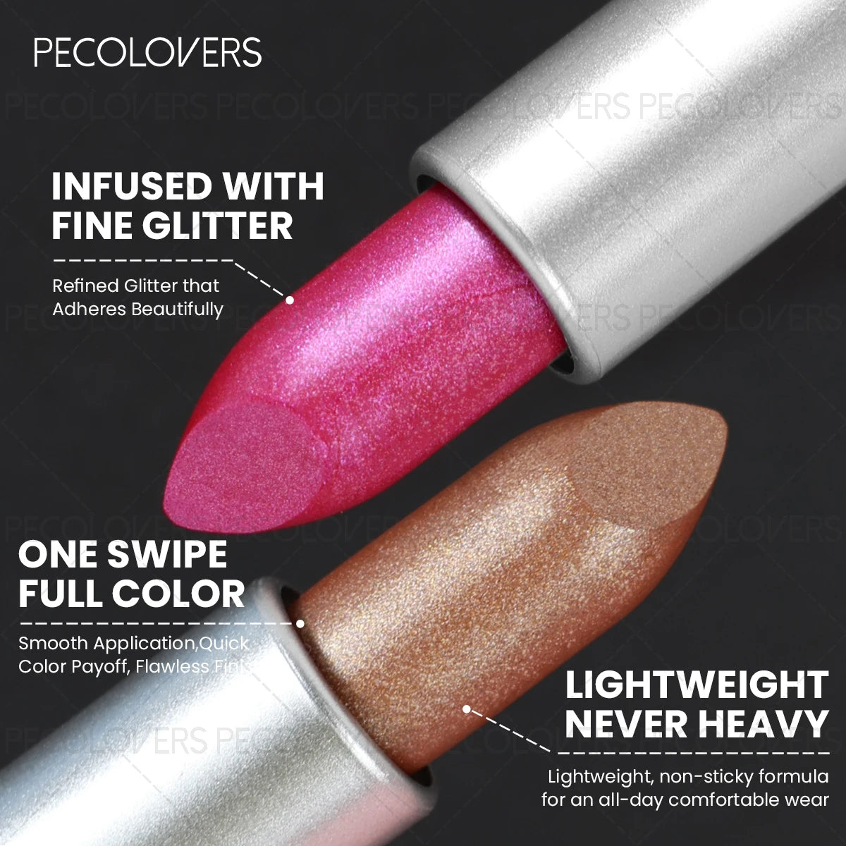 1pc Sparkling Pearlescent Lipstick,  Long-Lasting, Shimmering Glitter Finish, Ideal for Music Festivals & All Skin Types