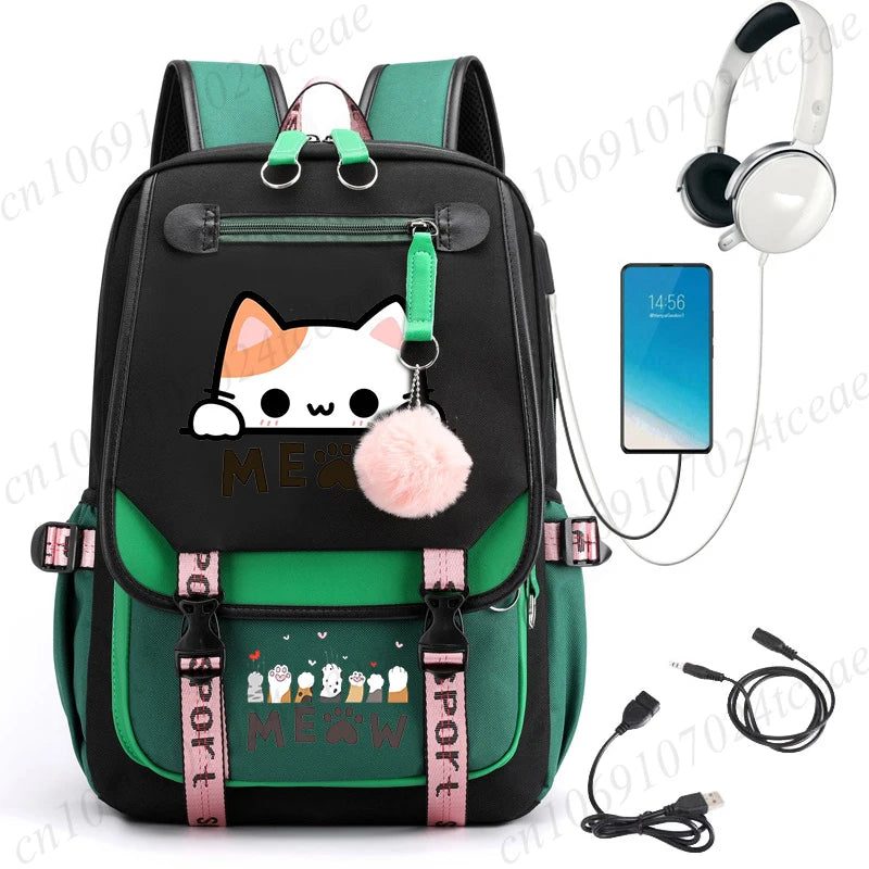 Cat Anime Cartoon School Bag New Fashion Backpack Back To School Cute Kawaii Backpack School Bags for College Student Mochila