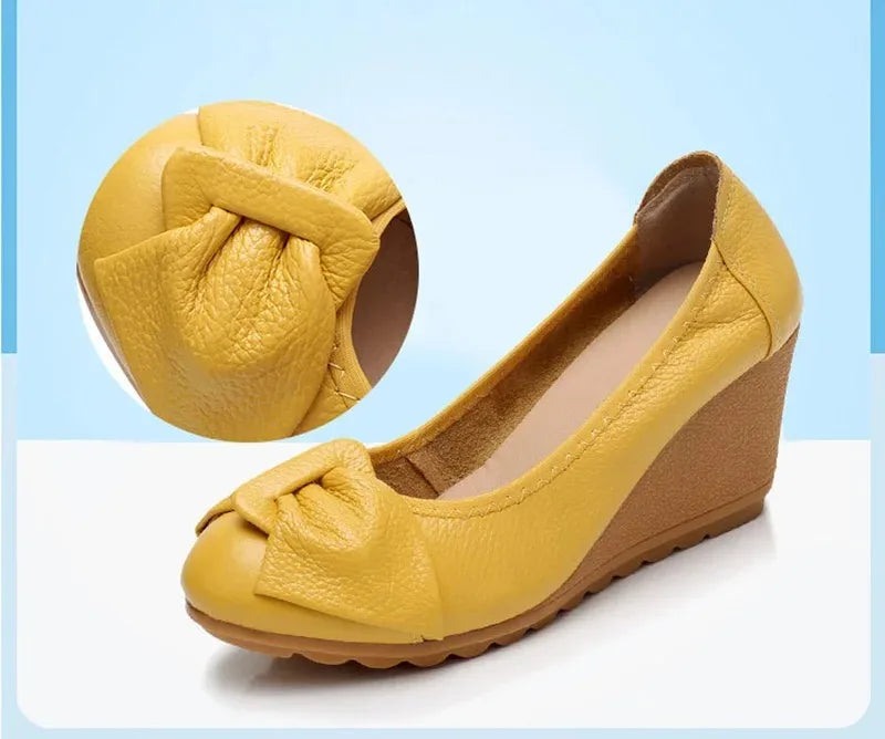 Women's Shoes New Fashion Genuine Leather High Heels Women Wedge Shoes Elegant Casual Woman Shoes Ladies Wedges Female Footwear