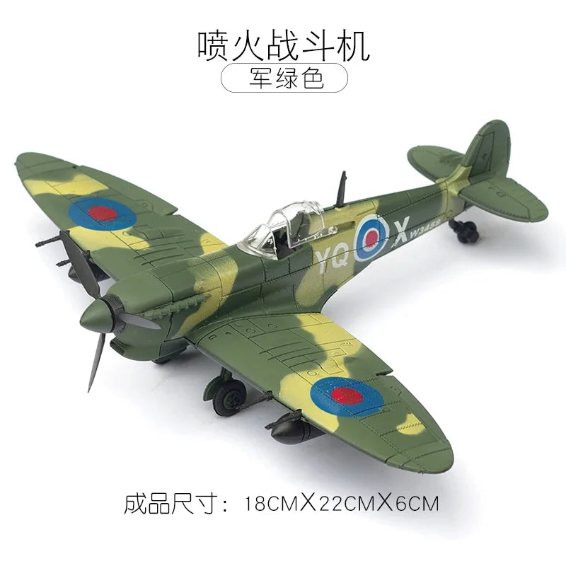 1/48 WWII Fighter Model Pirate Mustang Spitfire Hurricane BF109 4D Assemble Aircraft Plastic DIY Airplane Toy Building Kits