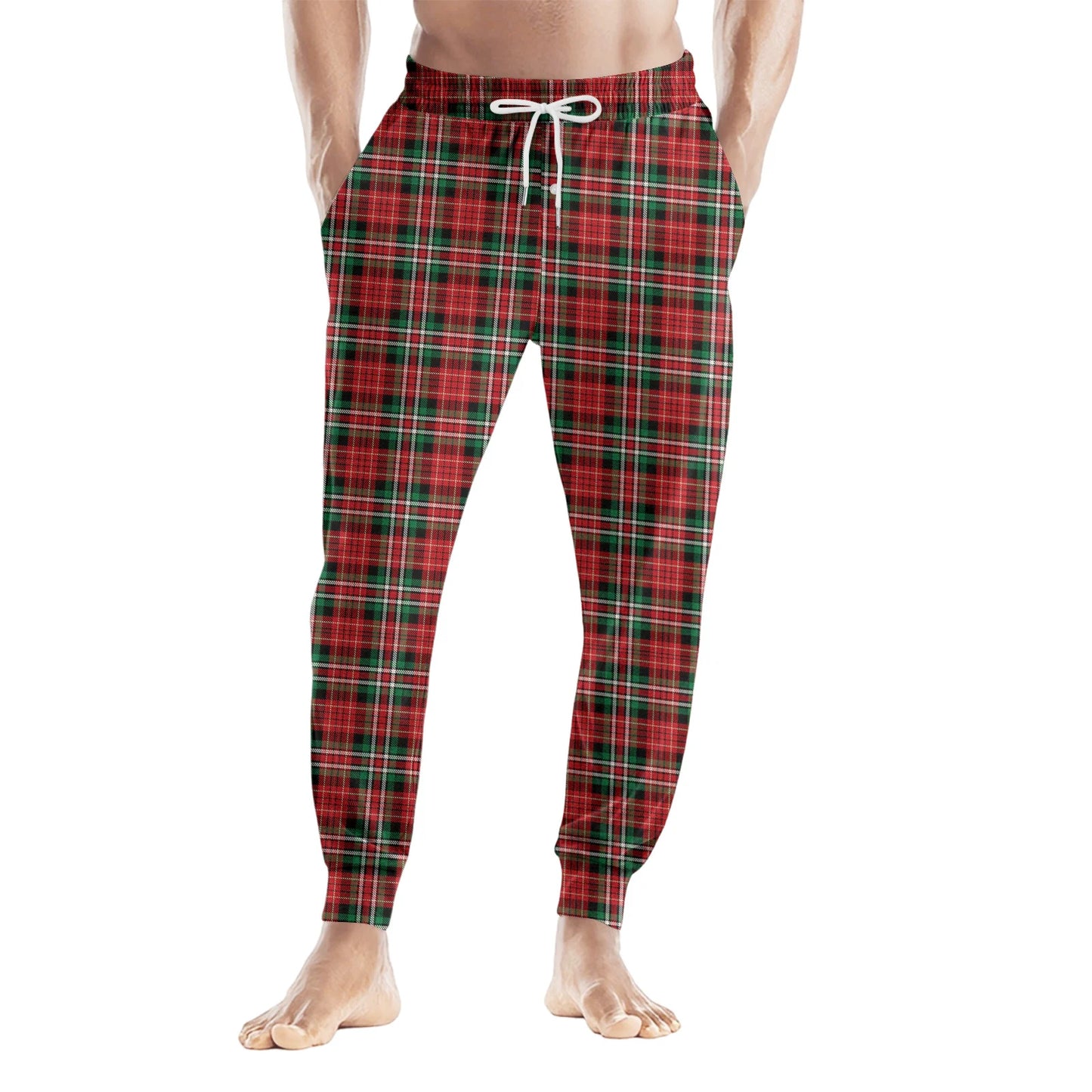 Men'S Plaid Casual Pants Checkered Pattern Cuffed Design Comfortable Fabric Suitable Daily Wear All Seasons Trendy Pajama Pants
