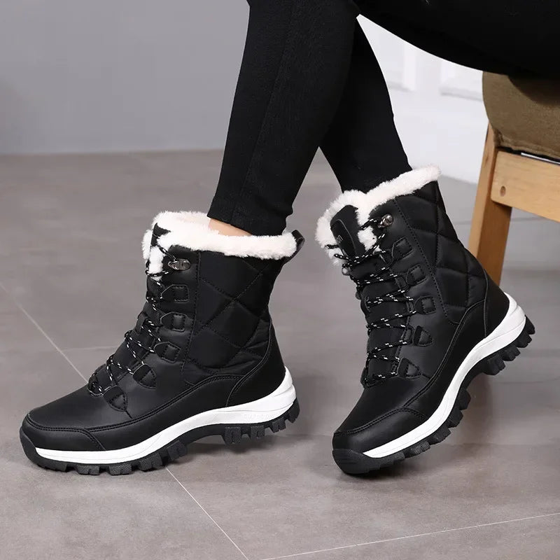 Snow Boots for Women Comfortable Keep Warm Boots Waterproof Platform Shoes Casual Plush Flat Shoes Fashion Winter Women Sneakers