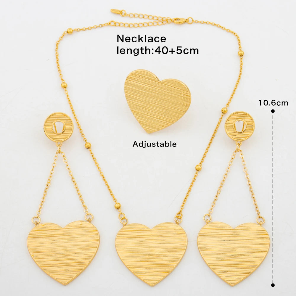 African Jewelry Set for Women Gold Plated Earrings and Pendant Necklace Wedding Party Jewellery Tassel Earrings and Necklace Set