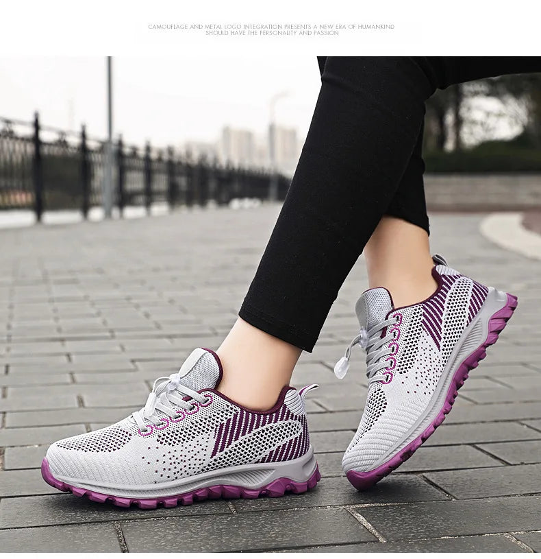 2025 Women Sneakers Fashion Platform Lace Up Casual Sports Shoes Comfortable Running Ladies Vulcanized Shoes Female Footwear