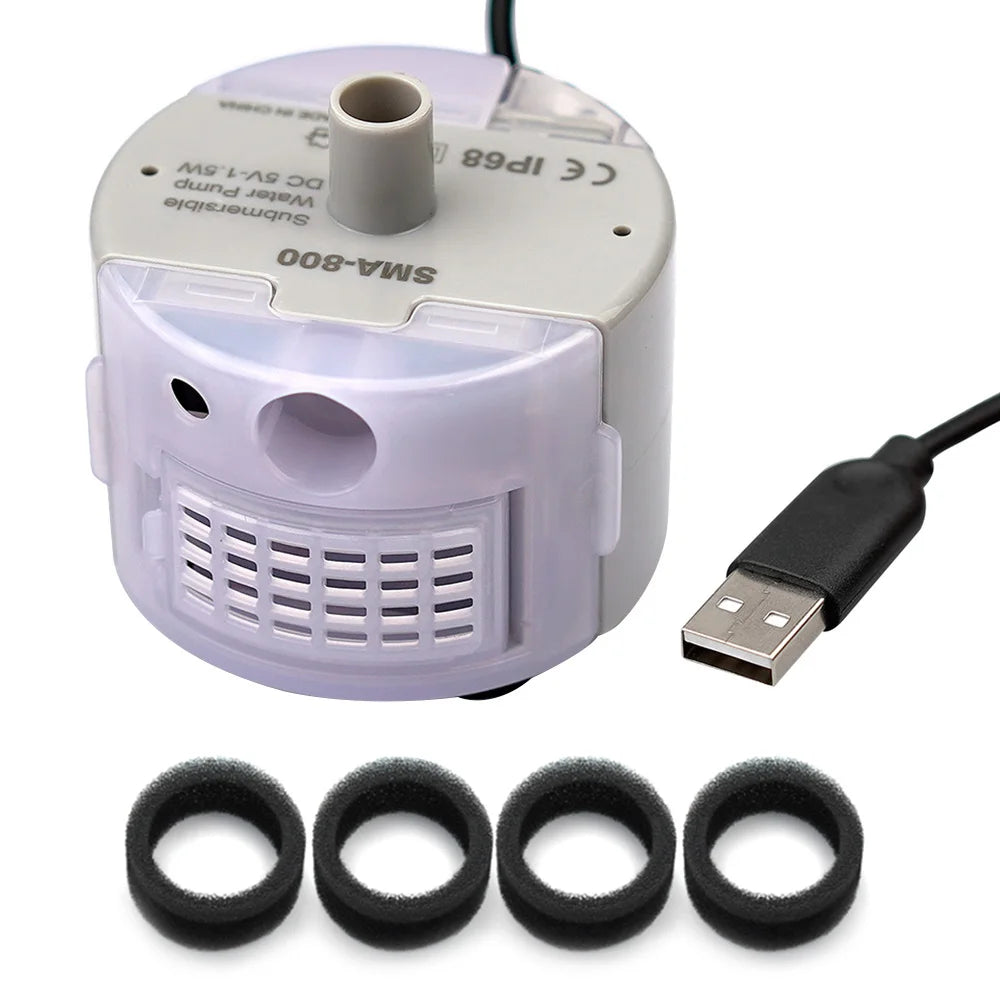 DC5V/1A USB Water Pump DIY Water Dispenser Fountain Filter LED Replacement Pump Stainless Steel Water Fountain Pump Filter