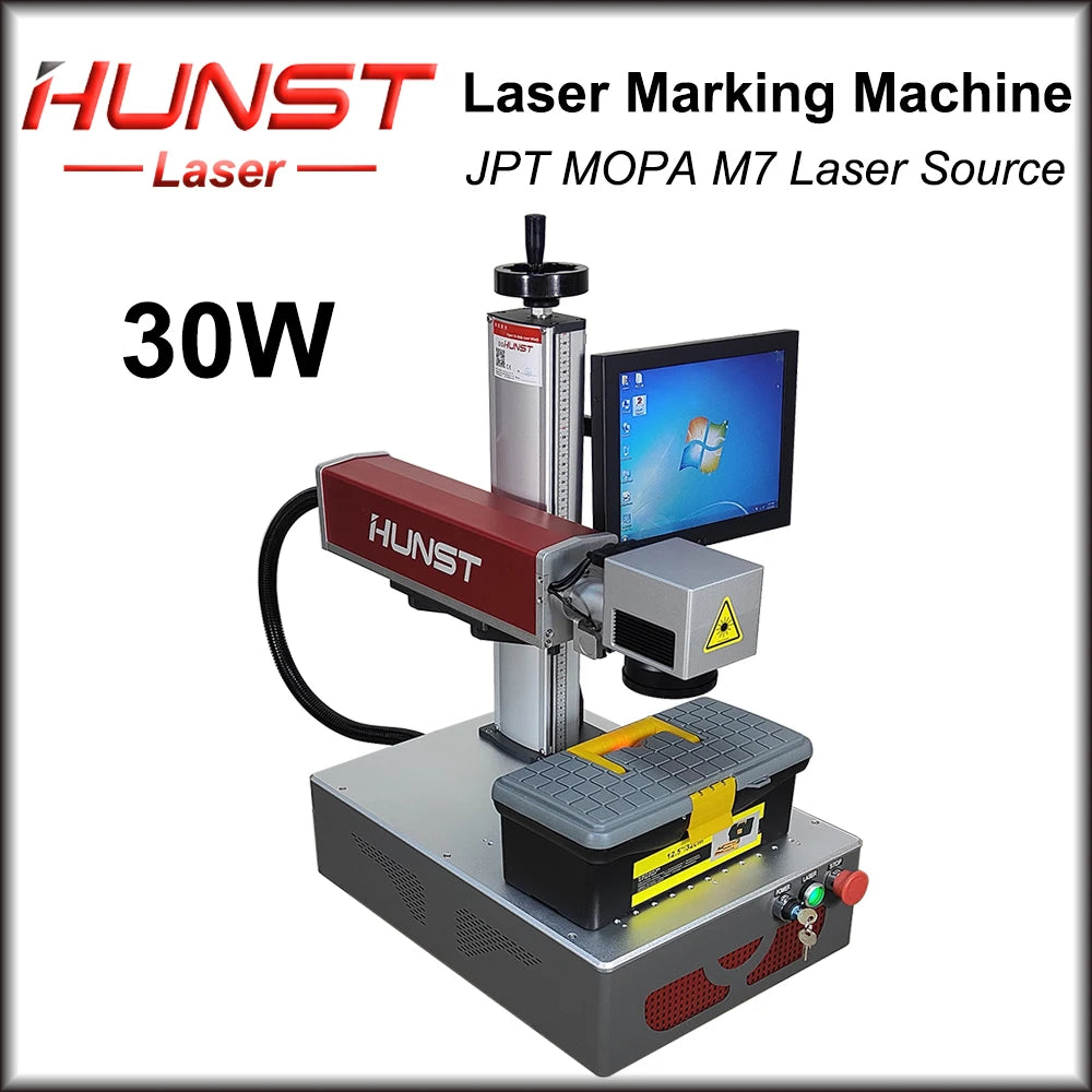 Hunst 30w 50w Fiber Laser Marking Machine Equipped With A PC Computer For Laser Engraving On Metal, Gold And Silver Jewelry