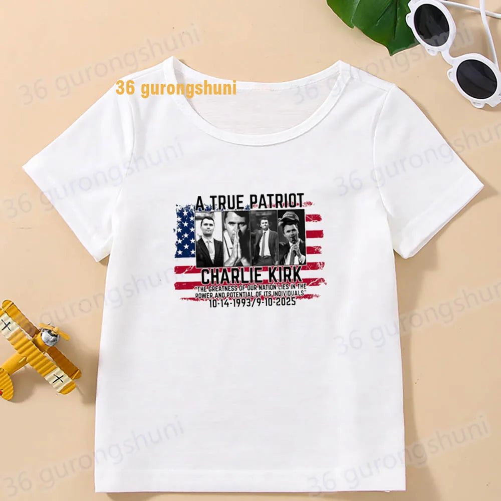 Kids tshirt turning point usa Children clothes Girl t-shirts charlie kirk freedom T shirt Baby tops Boys man summer Short Sleeve