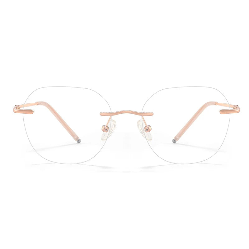 Xbora Fashion Women's Frameless Eyeglasses Frames Ultralight Polygon Men's Eyeglasses Frames Optical Prescription Glasses 32006