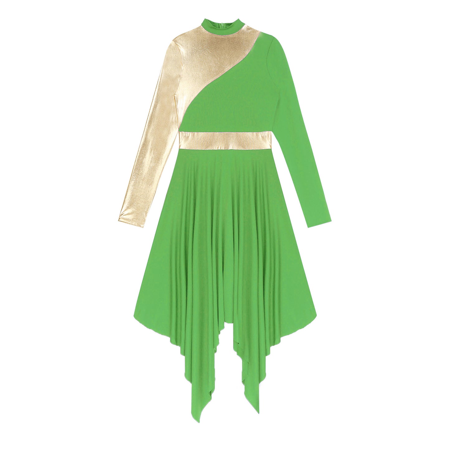 Women Modern Lyrical Dance Dress Waltz Ballroom Performance Costume Church Choir Worship Gown Long Sleeve Shiny Dancewear