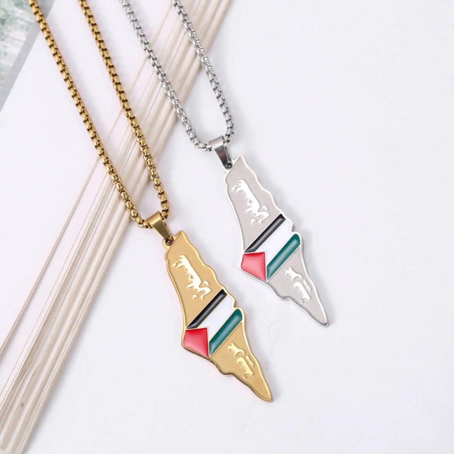 Palestine Flag Pendant Necklace for Women Men Gifts Stainless Steel Jewelry Accessories
