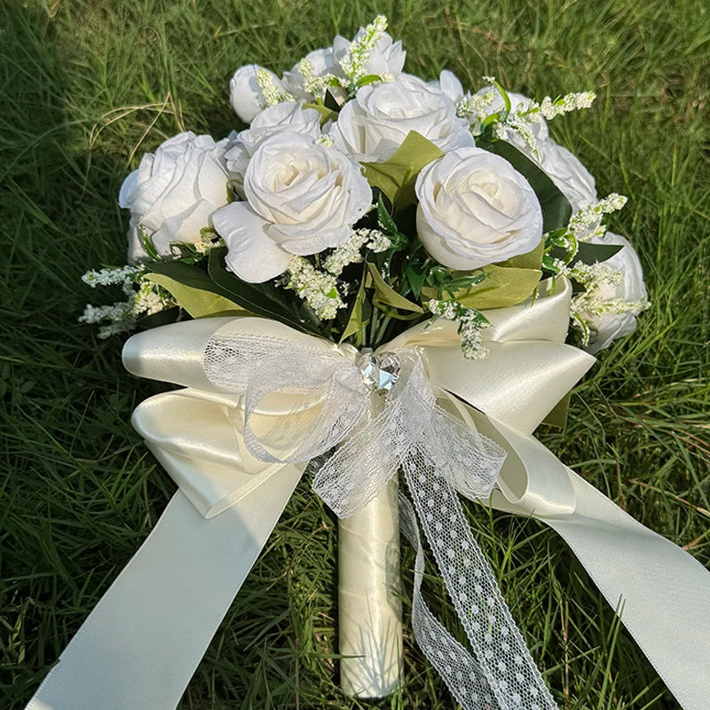 1PC Wedding Bouquet for Bride Wheat Ear and Green Leaf Wedding Bouquet Ceremony Anniversary Bridal Shower Wedding Accessories