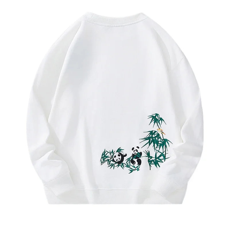 Fashion Crewneck Sweatshirt Men Bear Embroidery Hoodies Women Casual Chinese Panda Bamboo Fleece Designer Harajuku Pullover 2024