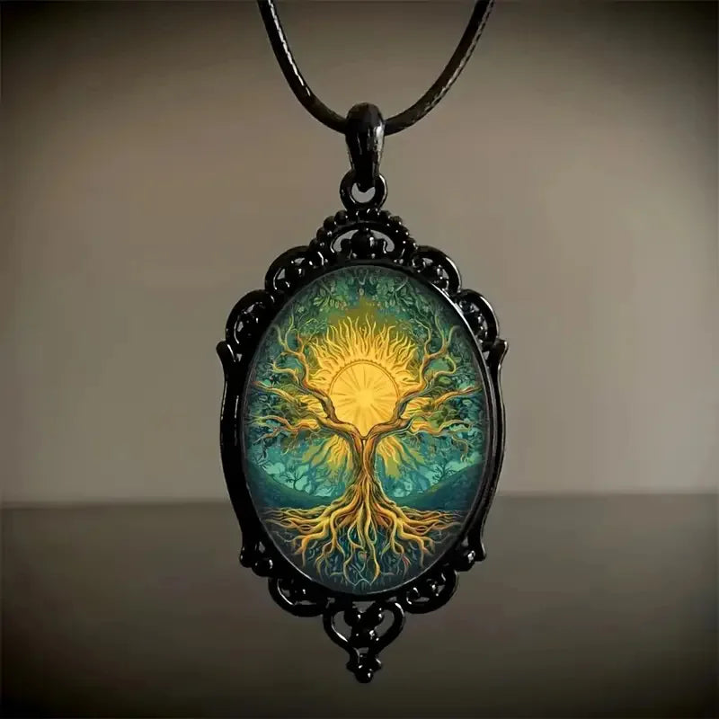 Cross Border European and American Necklace, Vintage Handmade, Tree of Life, Witch Halloween Pendant, Necklace Accessory