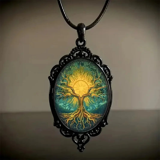 Cross Border European and American Necklace, Vintage Handmade, Tree of Life, Witch Halloween Pendant, Necklace Accessory