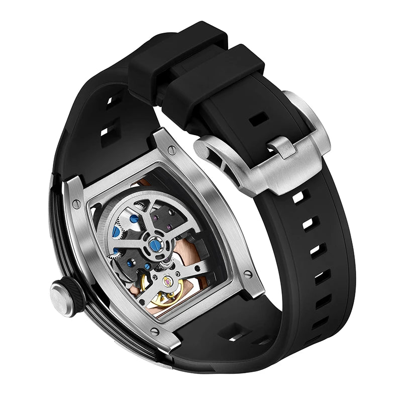 Automatic Movement Mechanical Watches for Men Fashion Black-warrior Hollow High Quality Waterproof Mens Watch Reloj Hombre