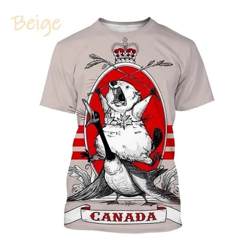 I Love Canada Flag Graphic T Shirt For Men Clothing Canadian Emblem Tee Shirts Unisex Women 3D Happy Canada Day Printing T-shirt