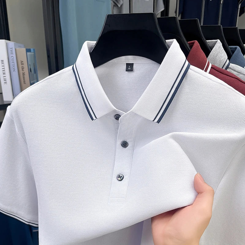 100% pure cotton men's polo shirt summer new fashion casual short sleeve comfortable luxury new simple solid color lapel T-shirt
