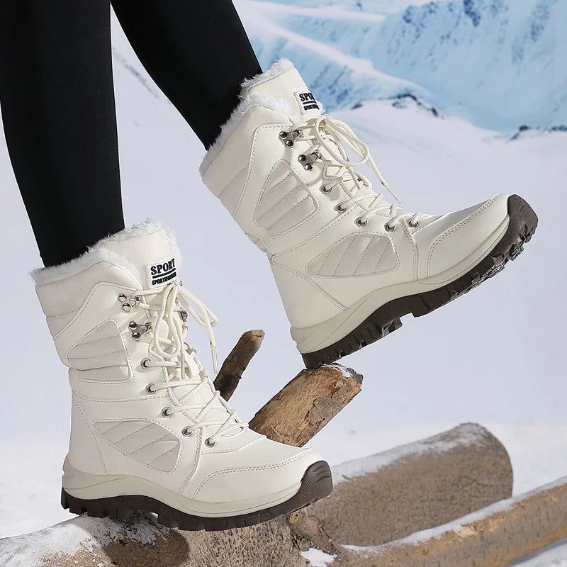 Ladies' Fashionable Snow Boots Solid Color Design Round Toe Style Ultra-fine Fiber Outer Layer Fabric Lining Rubber Sole