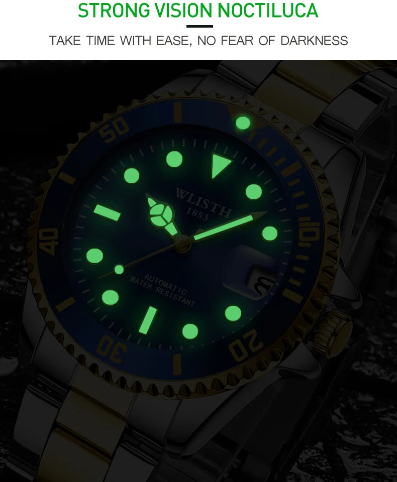 Automatic Mechanical Watch for Men Simple Business Stainless Steel Luminous Luxury Sports Mechanical Watch Man reloj hombre