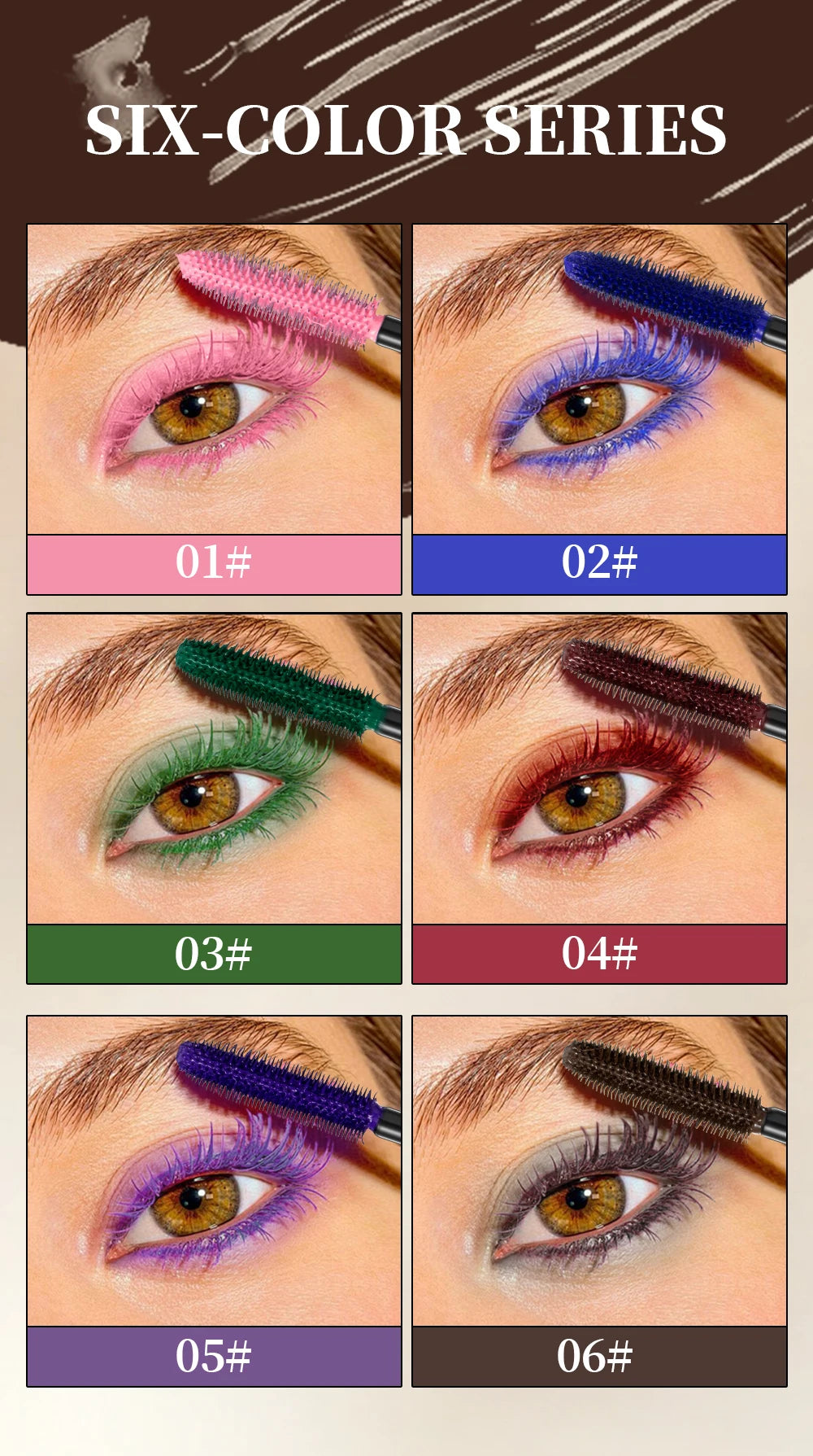 Chocolate Brown Mascara Colorful Curling Eyelash Extension Waterproof Fast Drying Lengthening Eye Black Lashes Makeup Lasting