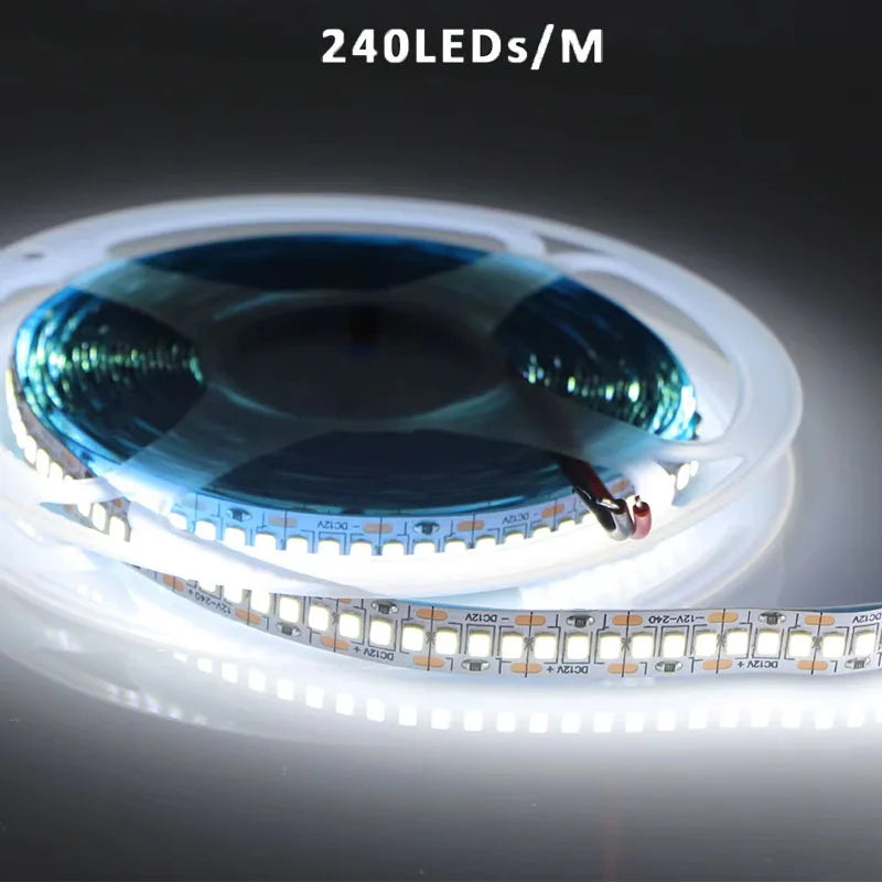 12V 24V 5m LED Strip Light 2835 120/180/240 LEDs Flexible Tape Bright 8mm PCB  Home Decoration