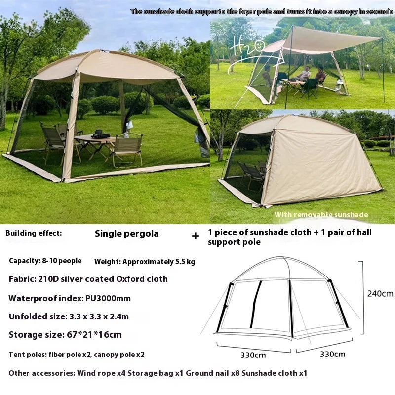 Outdoor Large Tent Canopy Sunshade Netting Portable Mosquito-Proof Tent Beach Camping Gazebo