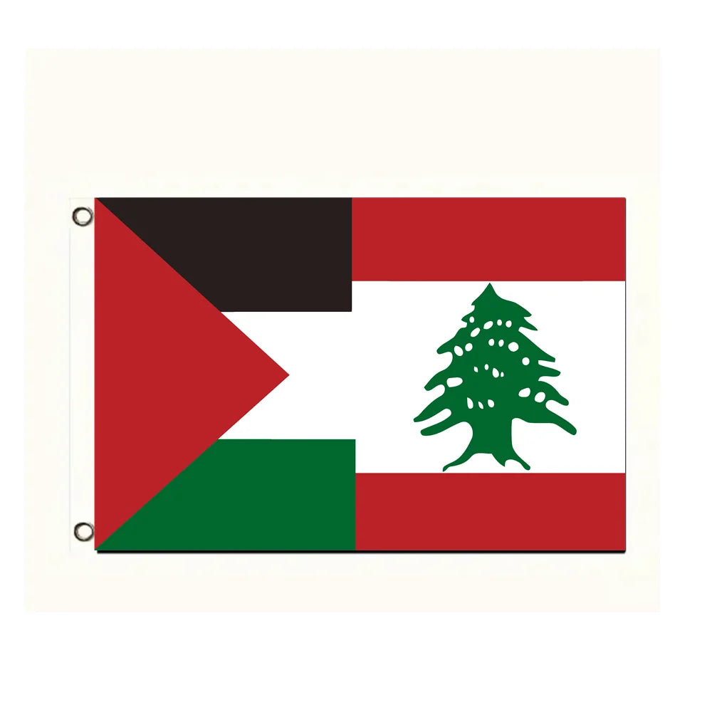 Palestine Lebanon Friendship Flag 90x150cm 100% Polyester - Outdoor/Indoor Hanging Banner for  Solidarity, Cultural Events