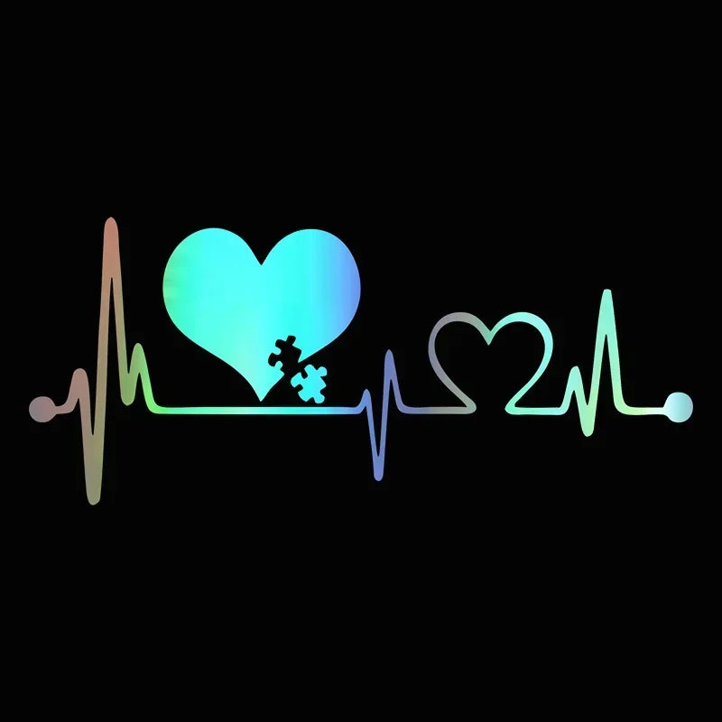Autism Heart Beat Lifeline Creative Car Stickers Car Window Personality Decorative Accessories Car Styling Decals