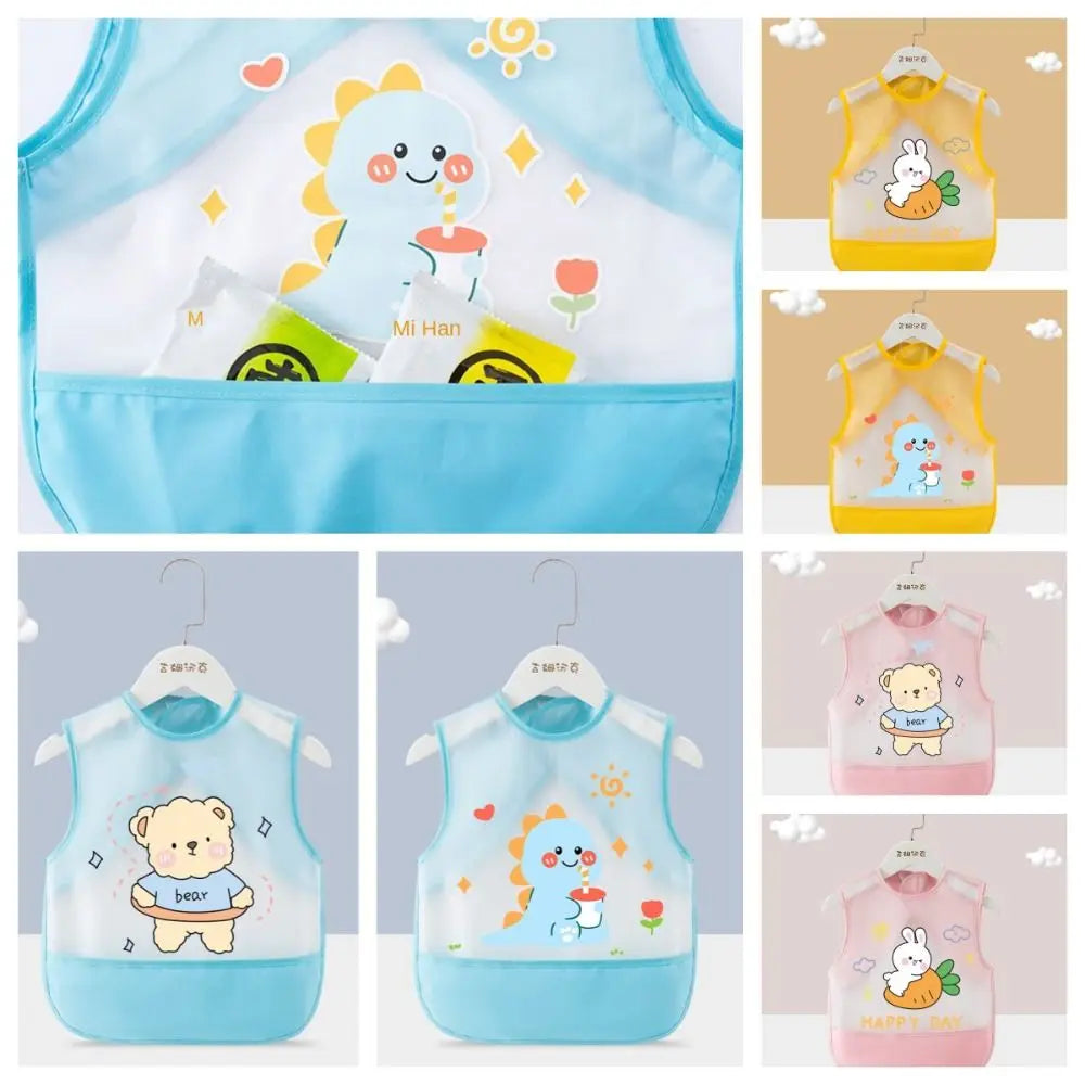 Cartoon Animal Pattern Baby Feeding Bib Waterproof Anti-dirty Sleeveless Bibs Bear Rabbit Saliva Towel Burp Apron 0-5 Years Old