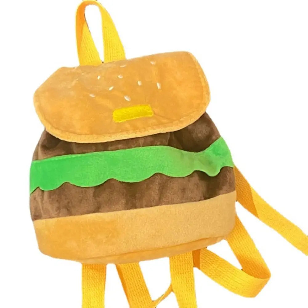 Large Capacity Book Storage Bags  Coin Purse Kindergarten School Bag  Pack Cartoon Burger Bag Hamburger  Backpack