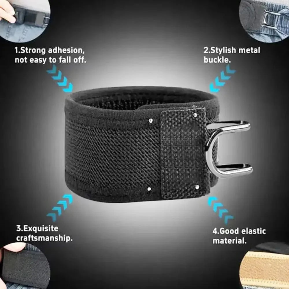 Buckleless Belt Hook Adjustable Metal Hook Elastic Belt Unisex Buckle-Free Invisible Waist Belt Closure for Outdoor Work EDC