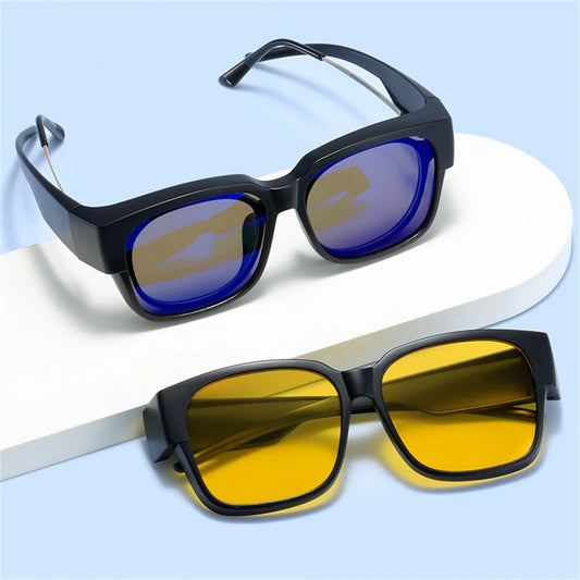 Vintage Fashion Polarized Sunglasses Cover for Myopia Prescription Glasses Portable Driving Fishing Eyewear for Men And Women