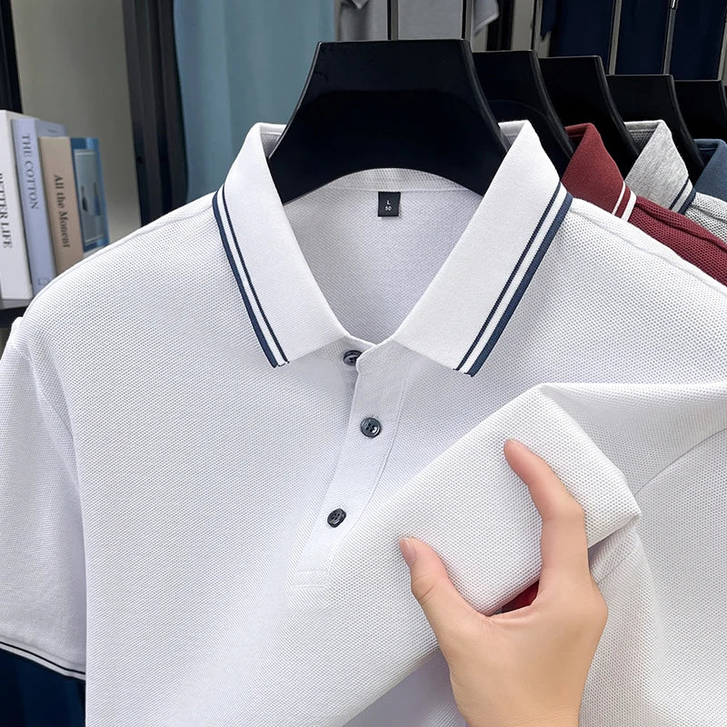 100% pure cotton men's polo shirt summer new fashion casual short sleeve comfortable luxury new simple solid color lapel T-shirt