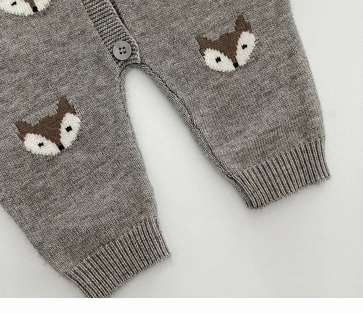 Baby Clothes 2025 Autumn and Winter New Boy's Knitted Jumpsuit Super Cute Cartoon Animal Baby Girl's Climbing Clothes
