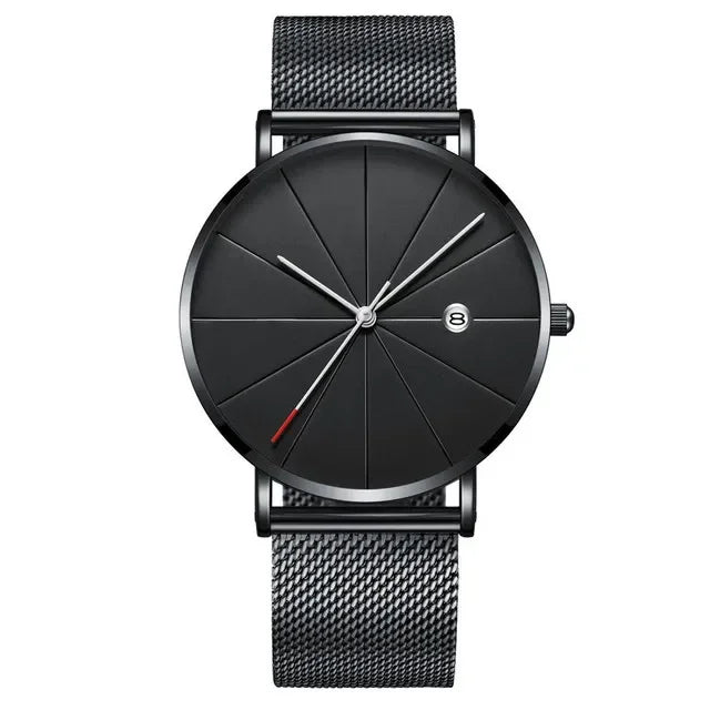 Ultra-Thin Men's Quartz Watch | Stainless Steel Mesh Minimalist Business Watch