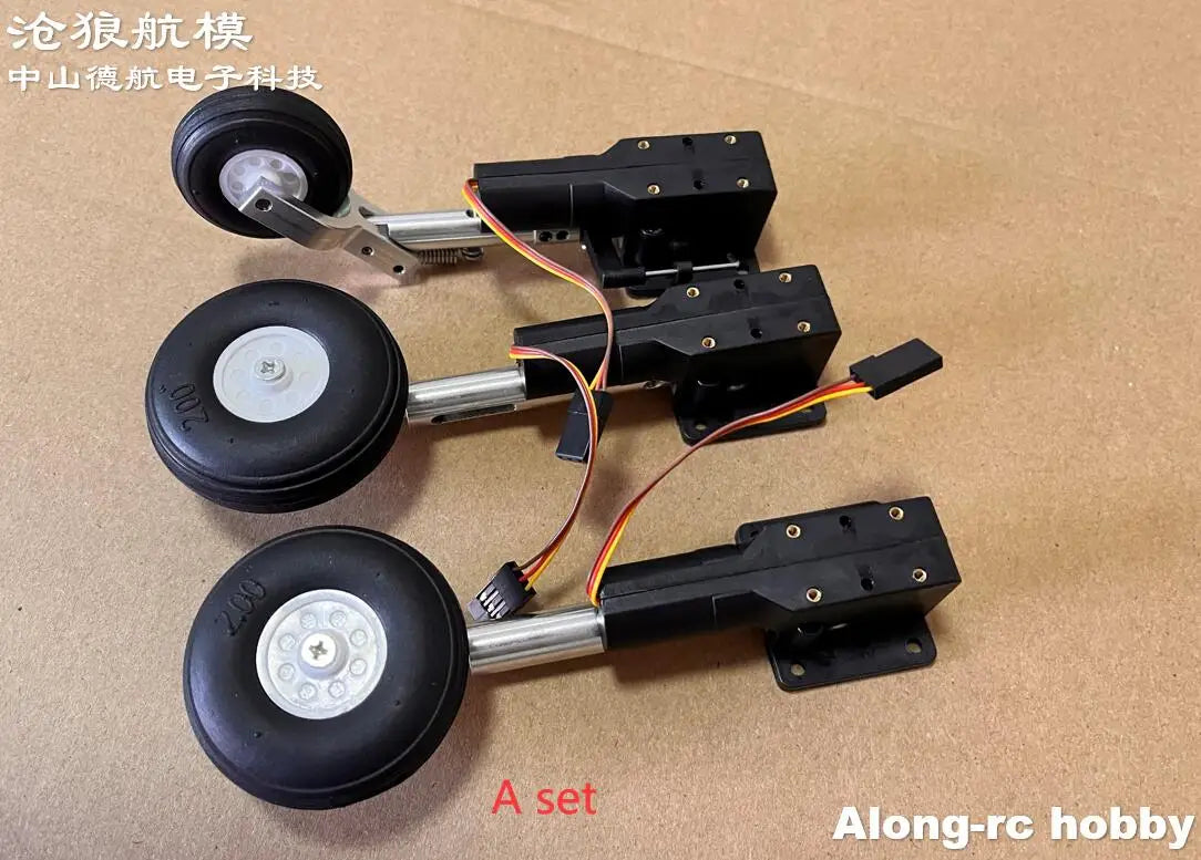 RC Plane Models Parts Height 111mm Retractable Landing Gear with PU Wheels for 2-3.5kg Hobby Airplane Aircraft DIY Jet Fighter