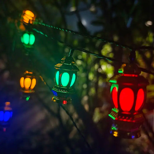 Solar Powered Lantern String Light 20 LEDS Eid Ramadan Decorative Lamp Outdoor/Indoor Waterproof for Islamic Home Garden Decor