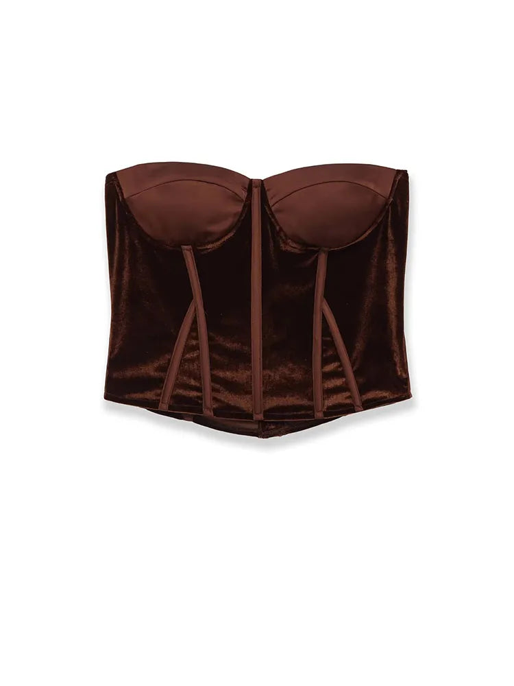 HH Summer Women New Fashion Short Tops Female Sexy Slim Tops Solid Strapless Backless Decoration Invisible Snap Chic Top Mujer
