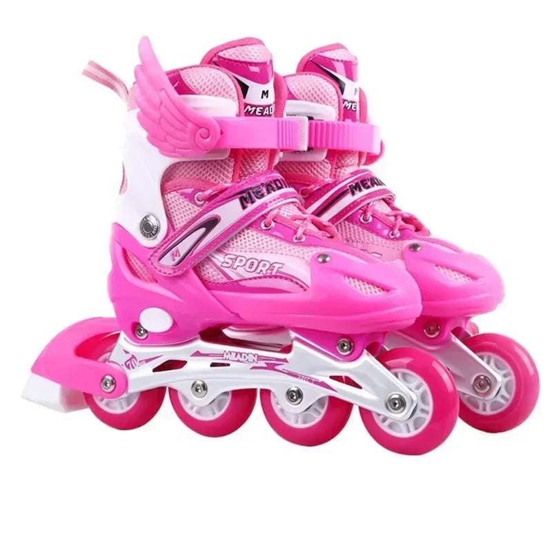 2025 Skating shoes, children's flash straight row roller skating shoes, roller skating shoes, adjustable for both men and women