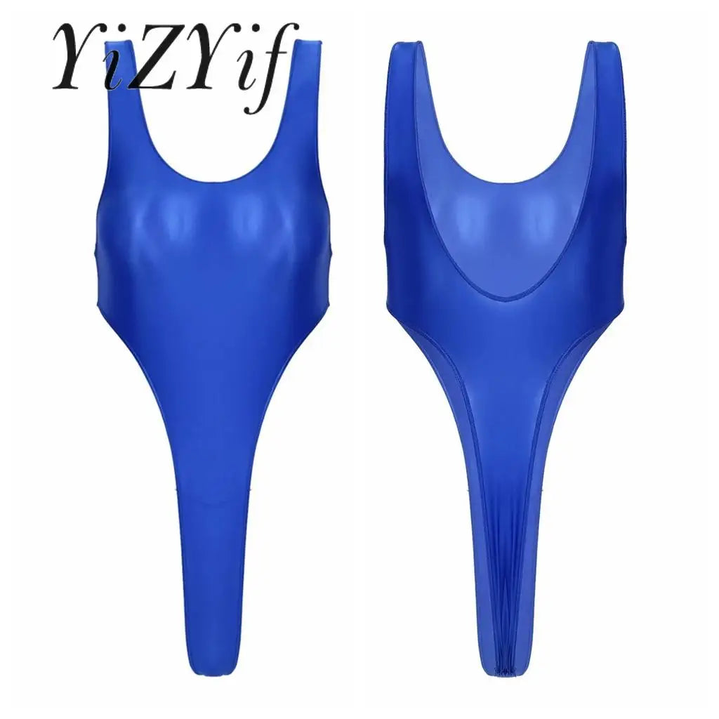 Women Bathing Suit Solid Color Swimsuit Glossy Backless High Cut Dance Yoga Bodysuit Underwear Swimwear Leotard Beachwear