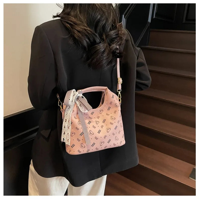 Popular bags for women, new fashionable French printed armpit tote bag, minimalist handbag, diagonal cross bag