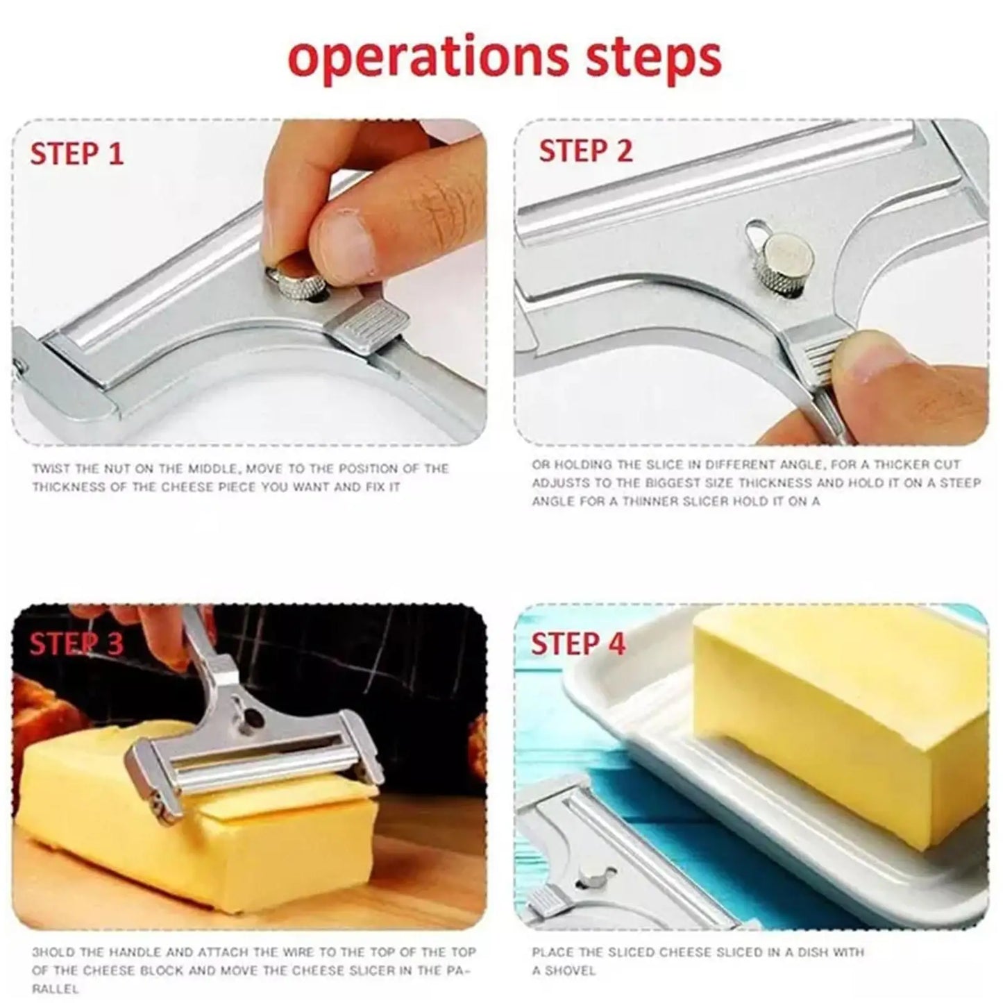 Cheese Slicer Adjustable Thickness Heavy Cheese Cutters With Wires For Soft Semi-Hard Cheese Butter With Cutting Wires