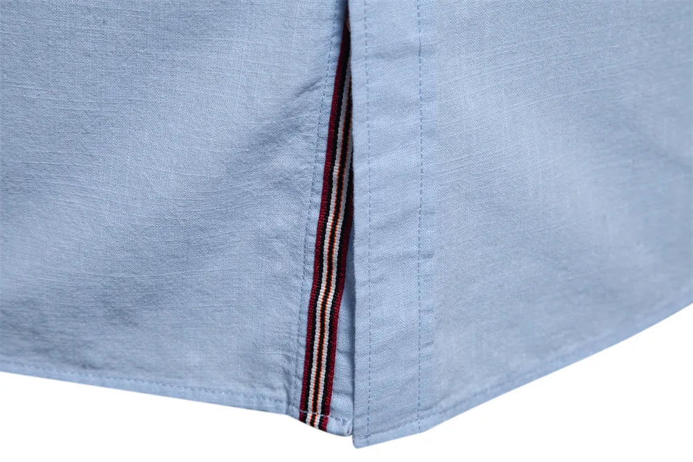 2025 New 100% Cotton Linen Shirt Men Embroidery Brand Shirts Tops High Quality Long Sleeve Button Down Casual Blouses