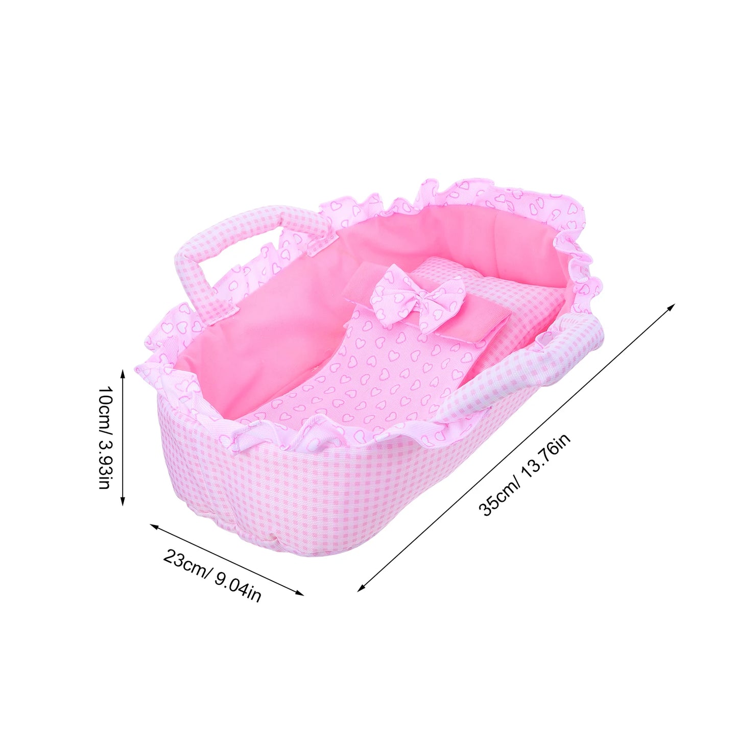 Baby Bassinet 35Cm Blue Handheld Cradle Carrier For Dollhouse Play Mini Crib Bed Reborn Accessories Kids Pretend