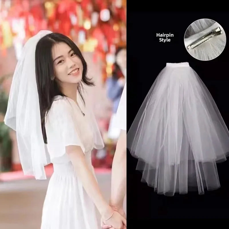 Wedding Veil Bridal Headwear Engagement Proposal Simple Elegant Soft Tulle Headpiece for Bride Ceremony Registration