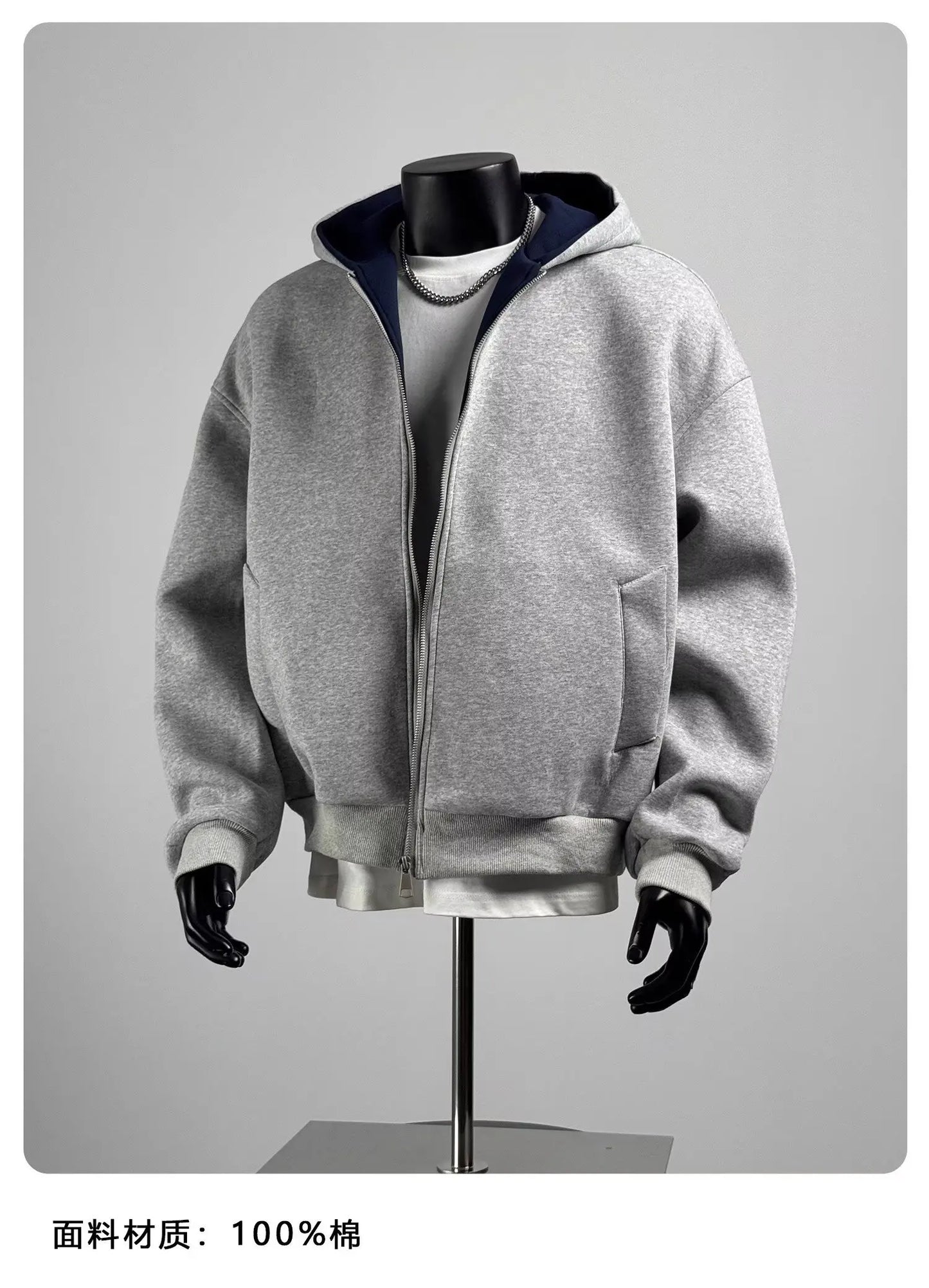New Cotton Zip Hoodies & Sweatshirts for Men Autumn Black Grey Loose Hoodie Spring Long-sleeved Top Men Oversized Hoodie 2025