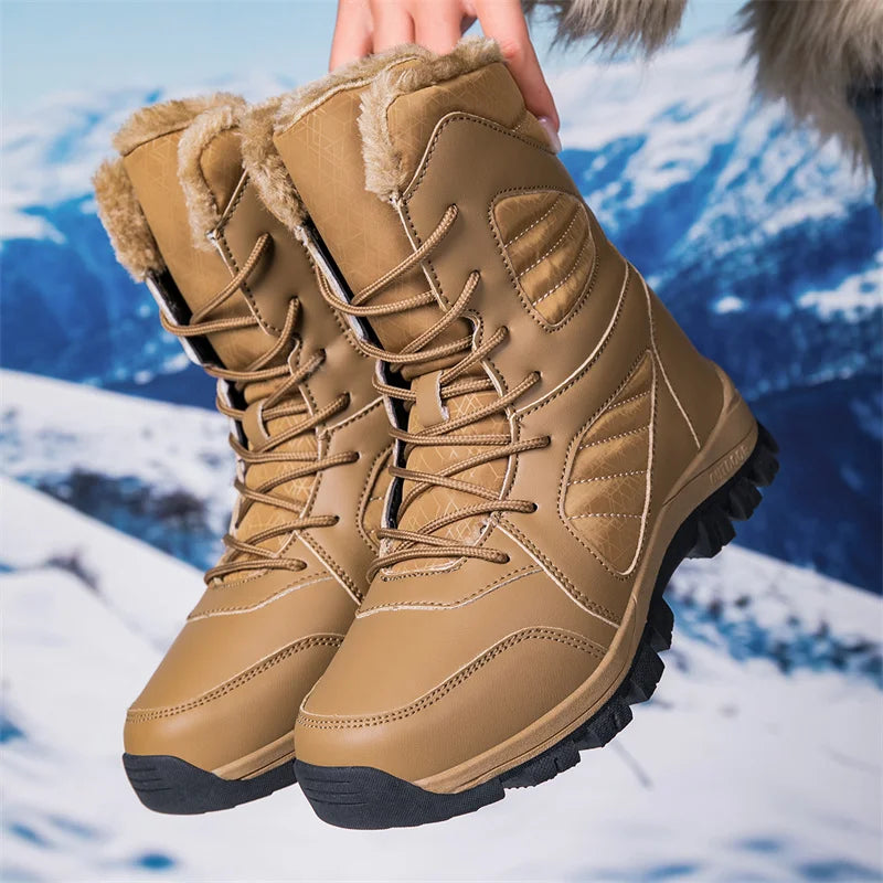 Men's Snow Boots for Men Casual Winter Shoes Platform Non-slip Warm Fur Ankle Boots Plush Combat Outdoor Hiking Motorcycle Boots